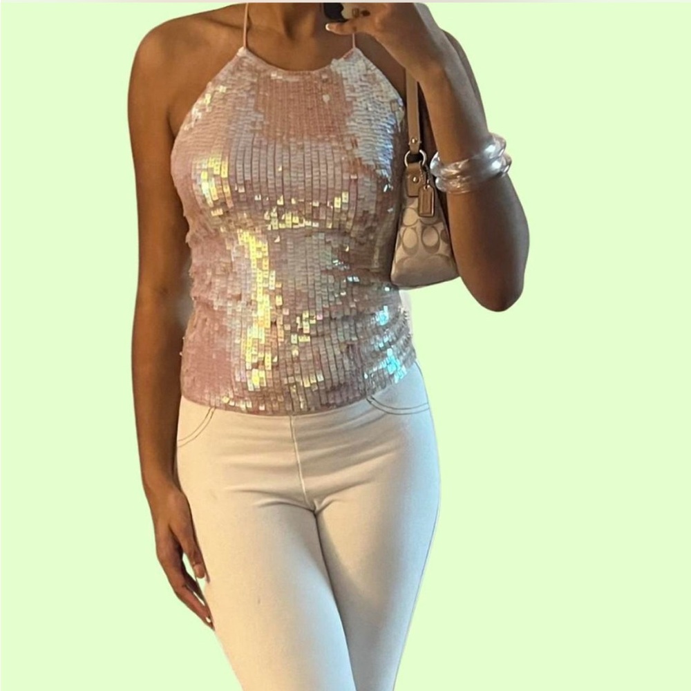Pink Gap Sequin Halter